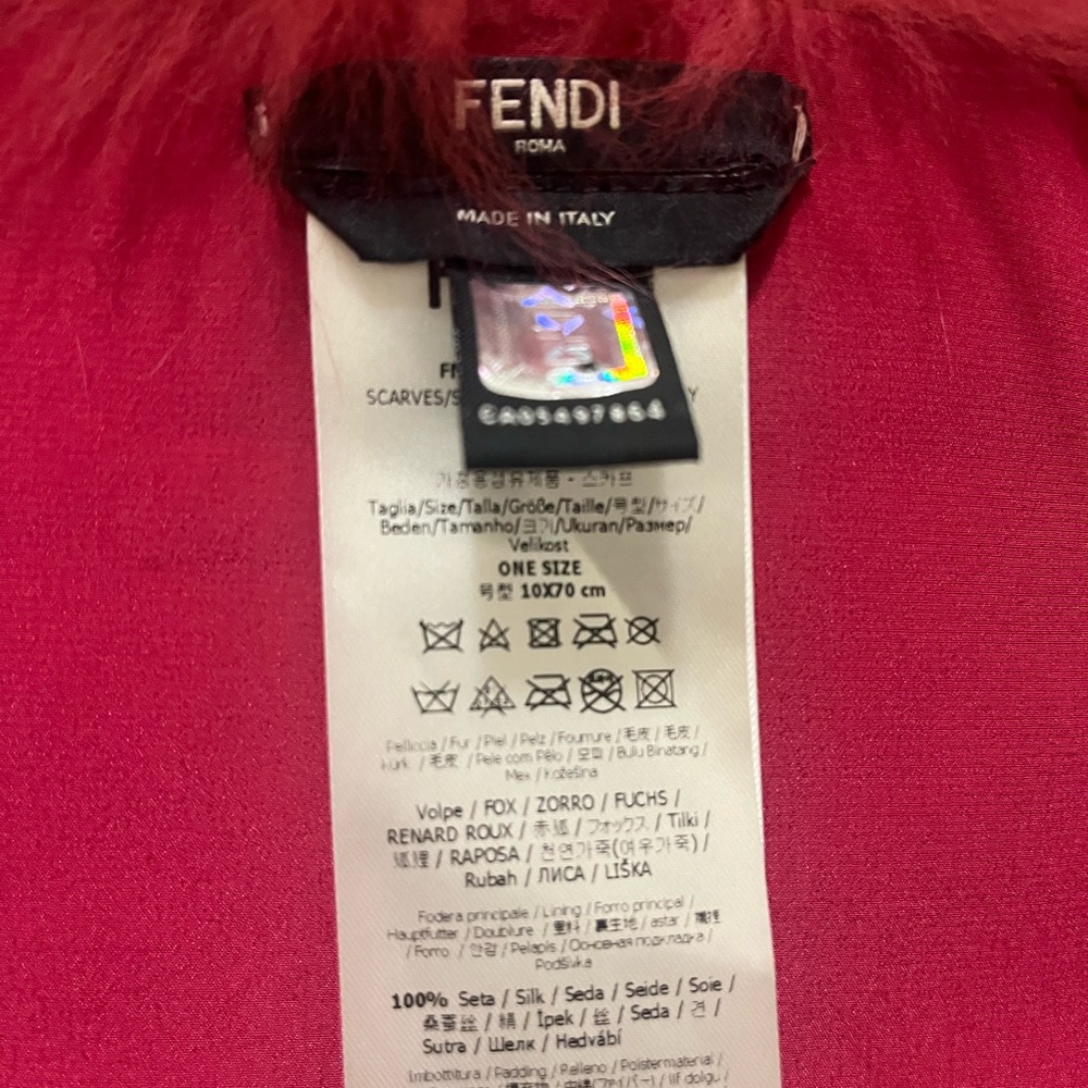Fendi Red and Black Fox Fur Scarf/ Collar - Picture 6 of 6